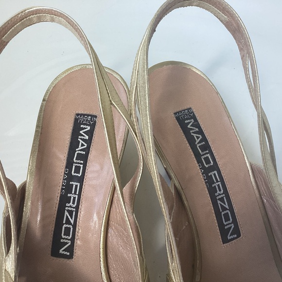MAUD FRIZON Metallic Gold Slingback Heels - Picture 3 of 9